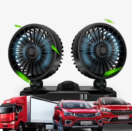 Ventilador Duplo Automotivo 360° | Ultra Potente