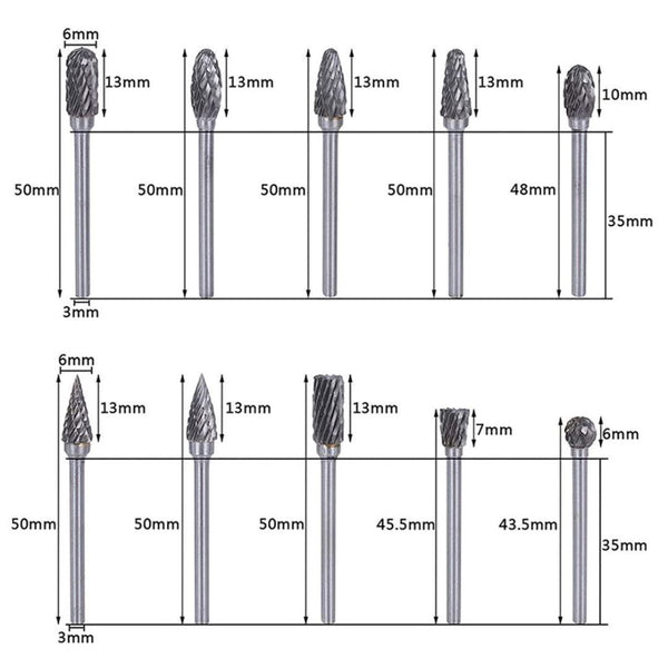 Brocas rotativas conjunto com 10 peças